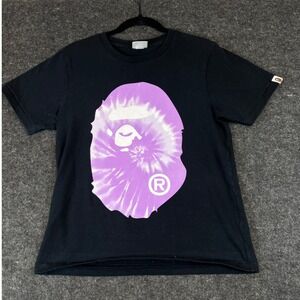 Bape A Bathing Ape Shirt Womens Small Purple Tie Dye Logo Graphic Streetwear